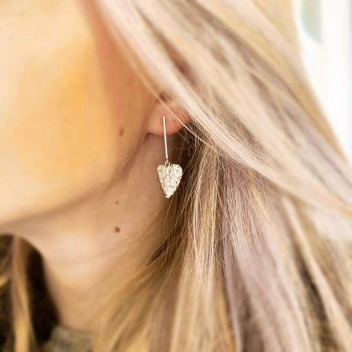 Silver Heart Shaped Flower Earrings