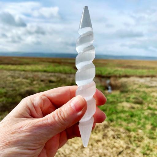 Selenite Crystal DT Spiral Wand.