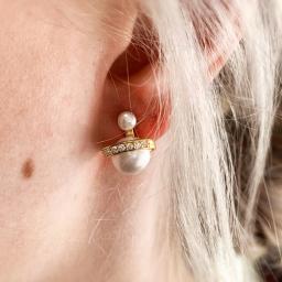  Freshwater Pearl Gold Overlay Silver Earrings 2.jpg