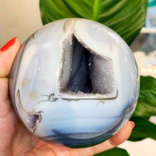 Crystalized Lavender Amethyst Grey Agate Sphere
